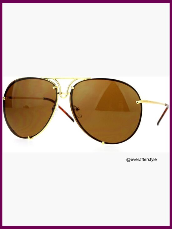 Metal Frame Oversized Round Pilot Sunglasses Spring Hinge main image 4